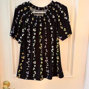 Ann Taylor Smocked Short Sleeve Blouse